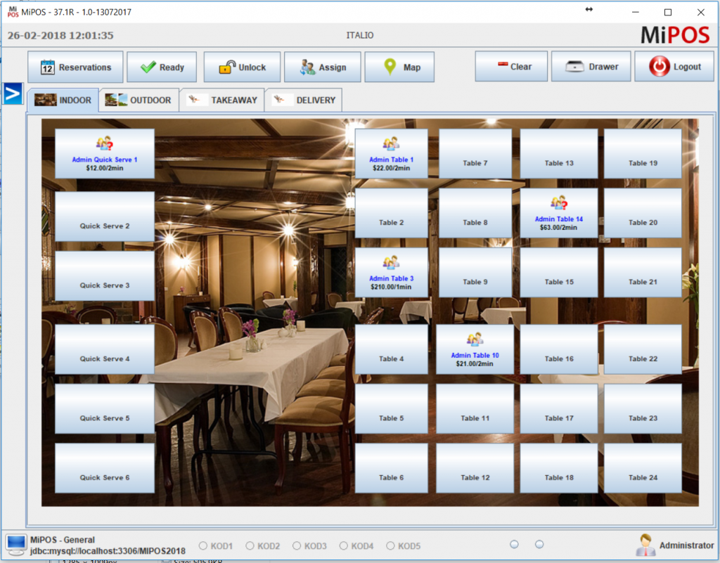 Dine in POS Tabs - Takeaway POS Tabs - Delivery POS Tabs