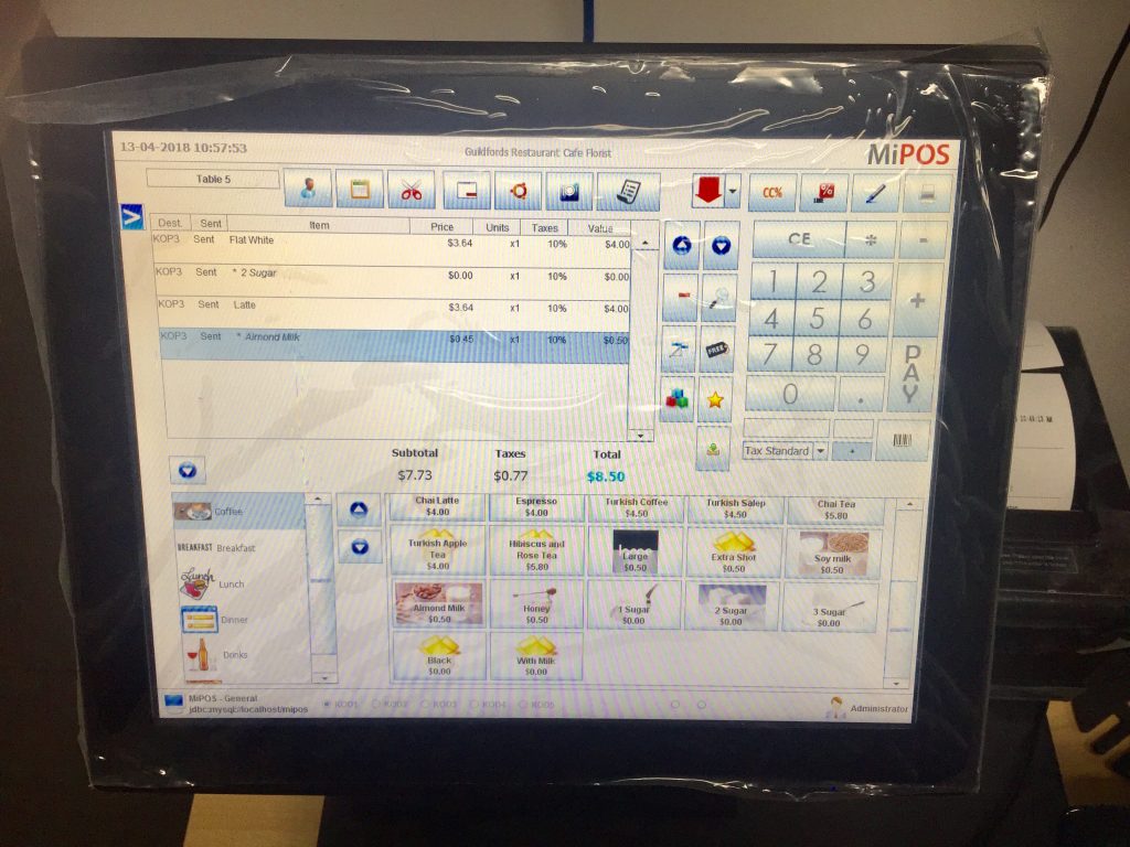 MiPOS Cafe POS Screen