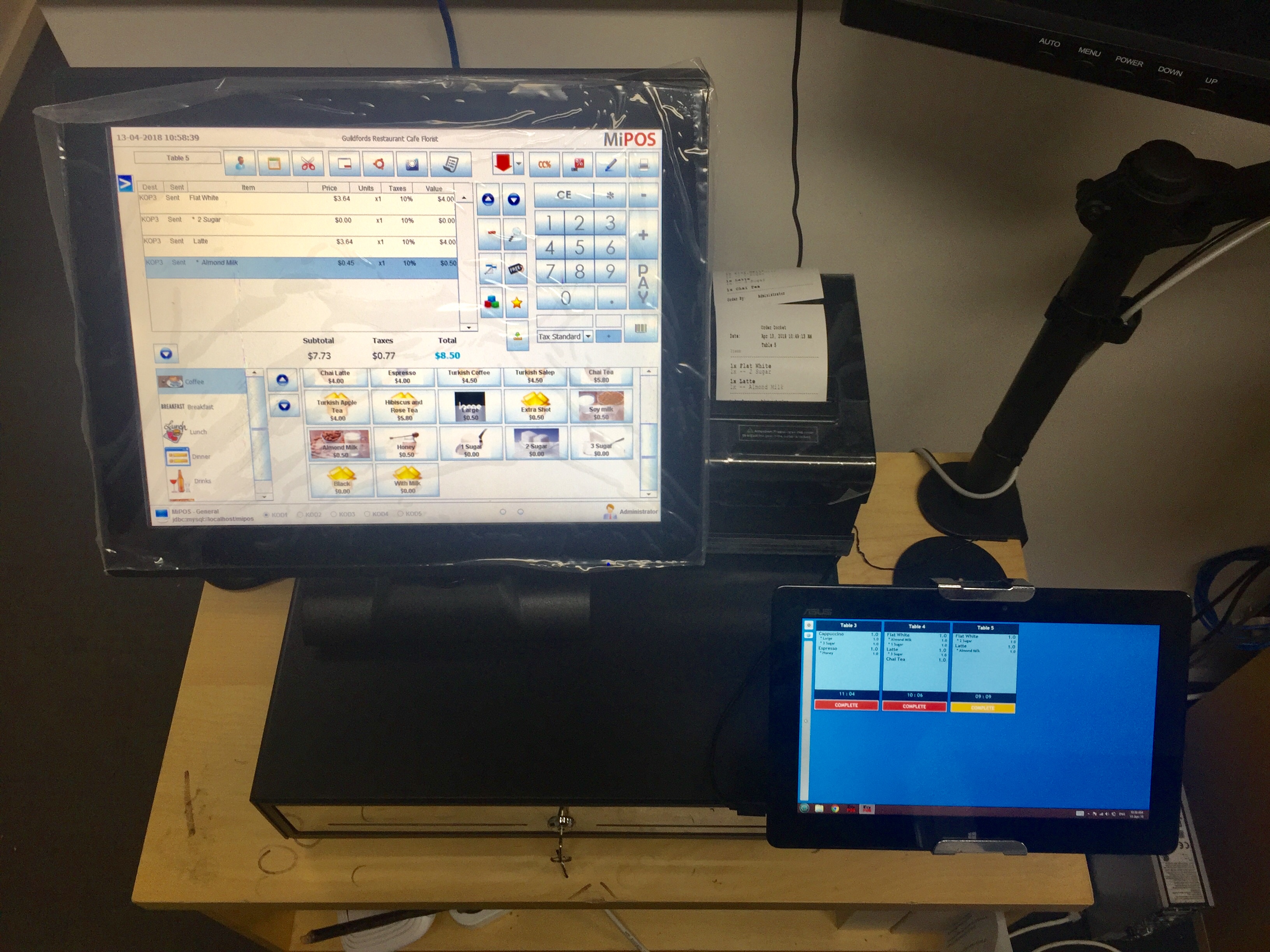 MiPOS Cafe POS System with Bump Screen