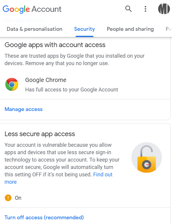Gmail - App Access