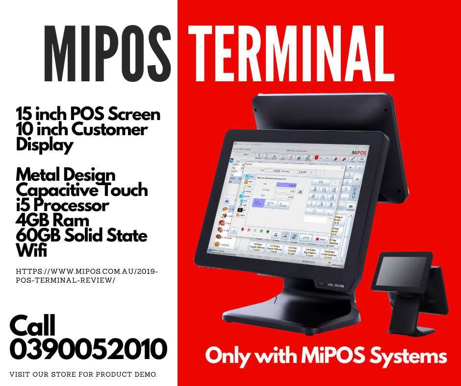 Dual Screen POS Terminal with MiPOS Software and Customer Advertising